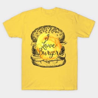 I Love Burger tshirt apparel T-Shirt